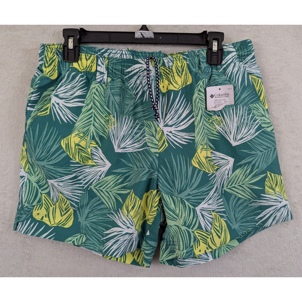 Coumbia Sportswear PFG sz M Water Shorts green with print not lined 3784